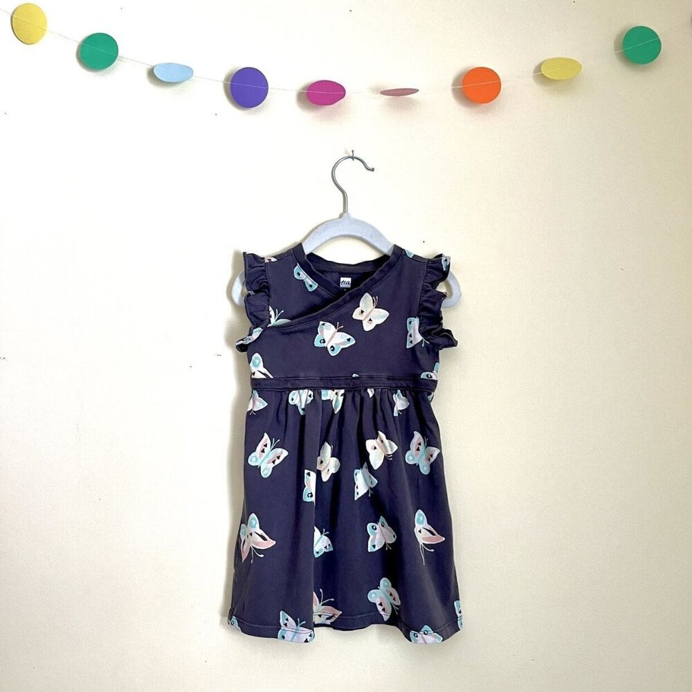 Tea Collection Ruffle Sleve Wrap Neck Dress